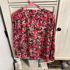 LOFT Floral Blouse - Pink and Black